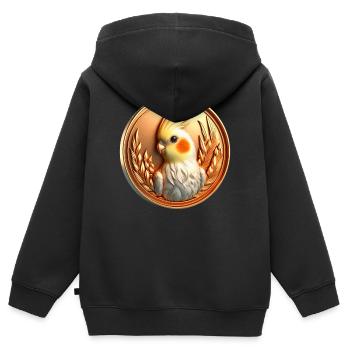 Médaille (05) - Sweat Premium à capuche zippé enfant bio - noir - Dos - AI Model Kid Male (0cm)