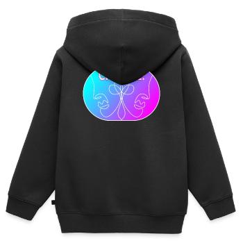 Strichzeichnung - Wählen Sie - Kinder Premium Organic Zip Hoodie - Schwarz - Hinten - AI Model Kid Male (0cm)