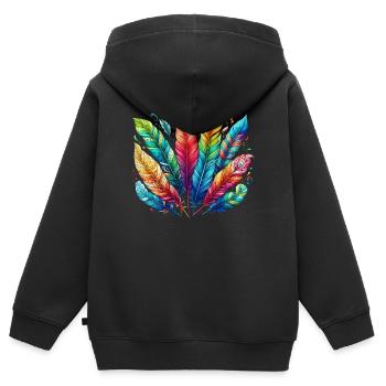 Plume plume stylo stylos - Sweat Premium à capuche zippé enfant bio - noir - Dos - AI Model Kid Male (0cm)