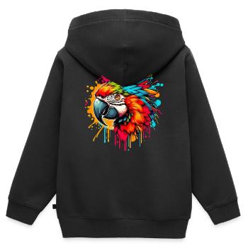 Perroquet - Sweat Premium à capuche zippé enfant bio - noir - Dos - AI Model Kid Male (0cm)