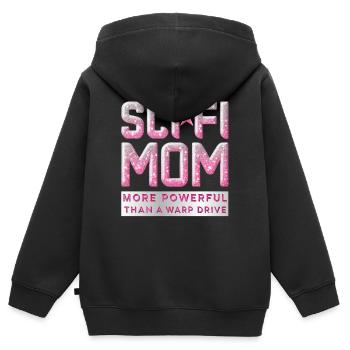 SCI FI MOM Plus puissant qu’un moteur à distorsion - Sweat Premium à capuche zippé enfant bio - noir - Dos - AI Model Kid Male (0cm)
