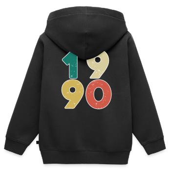 1990 - Jahrgang 1990 - Baujahr 1990 - Kinder Premium Organic Zip Hoodie - Schwarz - Hinten - AI Model Kid Male (0cm)