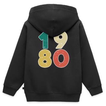 1980 - Jahrgang 1980 - Baujahr 1980 - Kinder Premium Organic Zip Hoodie - Schwarz - Hinten - AI Model Kid Male (0cm)
