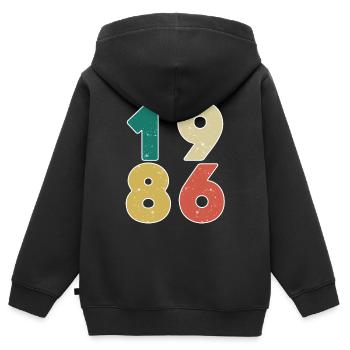 1986 - Jahrgang 1986 - Baujahr 1986 - Kinder Premium Organic Zip Hoodie - Schwarz - Hinten - AI Model Kid Male (0cm)