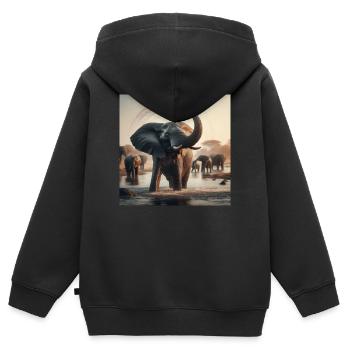 Elephants in the jungle - Kids Premium Organic Zip-up Hoodie - black - Back - AI Model Kid Male (0cm)