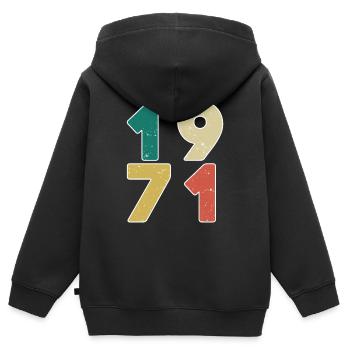 1971 - Jahrgang 1971 - Baujahr 1971 - Kinder Premium Organic Zip Hoodie - Schwarz - Hinten - AI Model Kid Male (0cm)