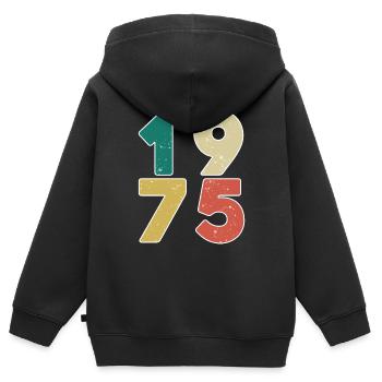 1975 - Jahrgang 1975 - Baujahr 1975 - Kinder Premium Organic Zip Hoodie - Schwarz - Hinten - AI Model Kid Male (0cm)