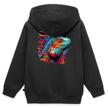 Leguan - Kinder Premium Organic Zip Hoodie - Schwarz - Hinten - AI Model Kid Male (0cm)