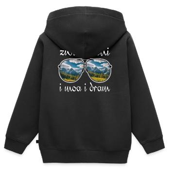 zwickts mi i moa i dram, dialecte, randonnée, montagnes - Sweat Premium à capuche zippé enfant bio - noir - Dos - AI Model Kid Male (0cm)
