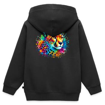 Guépard - Sweat Premium à capuche zippé enfant bio - noir - Dos - AI Model Kid Male (0cm)