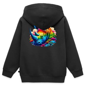 Nashorn - Kinder Premium Organic Zip Hoodie - Schwarz - Hinten - AI Model Kid Male (0cm)