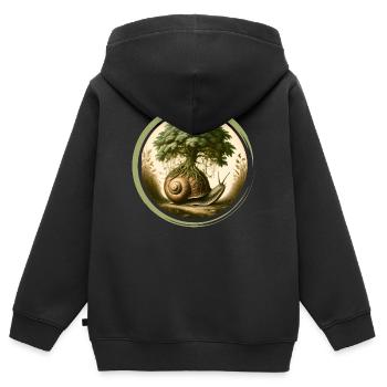 Schnecke mit einem Bonsai auf dem Schneckenhaus - Kinder Premium Organic Zip Hoodie - Schwarz - Hinten - AI Model Kid Male (0cm)