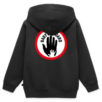Bébé à bord main dans la main - Sweat Premium à capuche zippé enfant bio - noir - Dos - AI Model Kid Male (0cm)