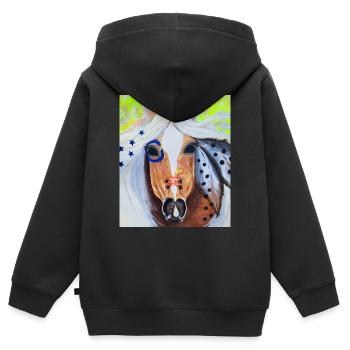 Free Spirit - Wildpferd - Kinder Premium Organic Zip Hoodie - Schwarz - Hinten - AI Model Kid Male (0cm)