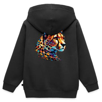 Gepard - Kinder Premium Organic Zip Hoodie - Schwarz - Hinten - AI Model Kid Male (0cm)