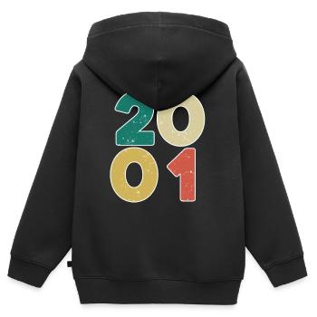 2001 - Jahrgang 2001 - Baujahr 2001 - Kinder Premium Organic Zip Hoodie - Schwarz - Hinten - AI Model Kid Male (0cm)