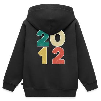 2012 - Jahrgang 2012 - Baujahr 2012 - Kinder Premium Organic Zip Hoodie - Schwarz - Hinten - AI Model Kid Male (0cm)