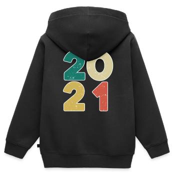 2021 - Jahrgang 2021 - Baujahr 2021 - Kinder Premium Organic Zip Hoodie - Schwarz - Hinten - AI Model Kid Male (0cm)
