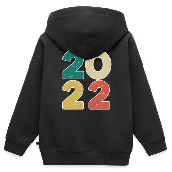 2022 - Année 2022 - Année 2022 - Sweat Premium à capuche zippé enfant bio - noir - Dos - AI Model Kid Male (0cm)