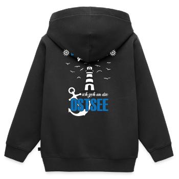 Ostsee - Kinder Premium Organic Zip Hoodie - Schwarz - Hinten - AI Model Kid Male (0cm)
