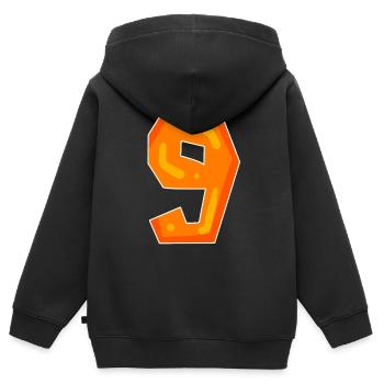 Zahl 9 - Neun - 9 Motiv Orange - Kinder Premium Organic Zip Hoodie - Schwarz - Hinten - AI Model Kid Male (0cm)