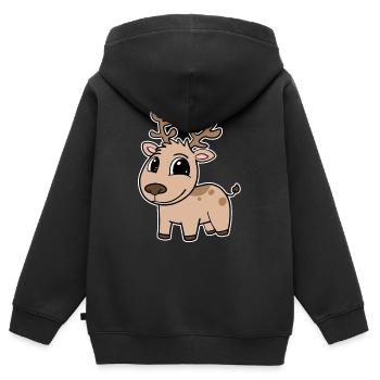 Reh Niedlich Kinder Kleinkind - Kinder Premium Organic Zip Hoodie - Schwarz - Hinten - AI Model Kid Male (0cm)
