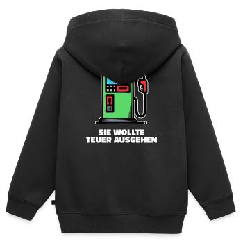 Benzin Diesel Statement Tanken Zapfsäule Strom - Kinder Premium Organic Zip Hoodie - Schwarz - Hinten - AI Model Kid Male (0cm)
