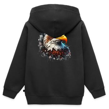 Eagle - Kids Premium Organic Zip-up Hoodie - black - Back - AI Model Kid Male (0cm)