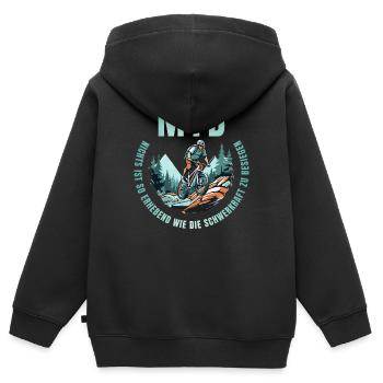 MTB: Nichts ist so erhebend wie die Schwerkraft... - Kinder Premium Organic Zip Hoodie - Schwarz - Hinten - AI Model Kid Male (0cm)