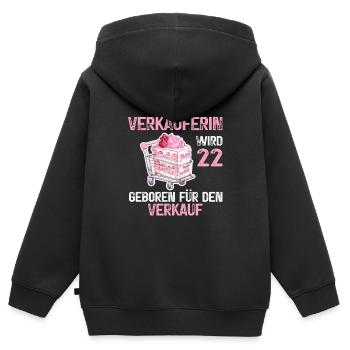 22 Geburtstag Verkäuferin Einzelhandel Spruch - Kinder Premium Organic Zip Hoodie - Schwarz - Hinten - AI Model Kid Male (0cm)