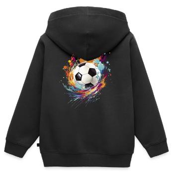 Football Splash Football Fan Marchandise Cadeau - Sweat Premium à capuche zippé enfant bio - noir - Dos - AI Model Kid Male (0cm)