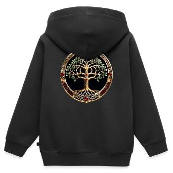 Eleganter und edler Lebensbaum mit keltischem Knoten. - Kinder Premium Organic Zip Hoodie - Schwarz - Hinten - AI Model Kid Male (0cm)
