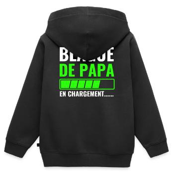 Papas Witz wird geladen - Kinder Premium Organic Zip Hoodie - Schwarz - Hinten - AI Model Kid Male (0cm)