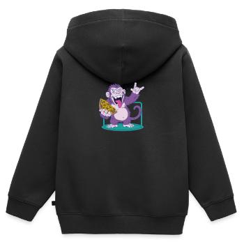 Pizza: Affe macht es besser! - Kinder Premium Organic Zip Hoodie - Schwarz - Hinten - AI Model Kid Male (0cm)
