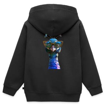 Peacock Blue Peacock Peacock Wheel Peacock Wheel Peacock Wheel - Kids Premium Organic Zip-up Hoodie - black - Back - AI Model Kid Male (0cm)