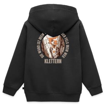Die Wand ist mein Wegweiser, der Fels mein Weg - Kinder Premium Organic Zip Hoodie - Schwarz - Hinten - AI Model Kid Male (0cm)