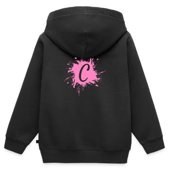 Buchstabe C - Anfangsbuchstabe C - Kinder Premium Organic Zip Hoodie - Schwarz - Hinten - AI Model Kid Male (0cm)