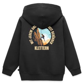 Mit jedem Griff die Freiheit berühren - Kinder Premium Organic Zip Hoodie - Schwarz - Hinten - AI Model Kid Male (0cm)