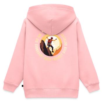 Wo die Sehnsucht nach Freiheit dich antreibt - Kinder Premium Organic Zip Hoodie - Rosa - Hinten - AI Model Kid Female (0cm)