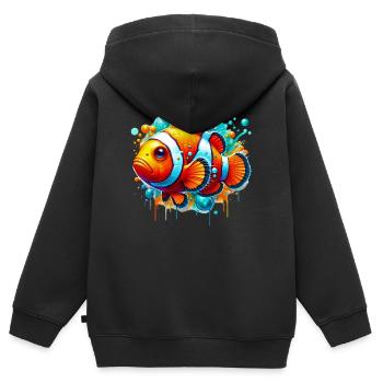 Clownfisch - Kinder Premium Organic Zip Hoodie - Schwarz - Hinten - AI Model Kid Male (0cm)