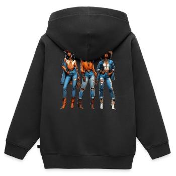 Schwarzes Mädchen Western Rodeo Juneteenth Texas - Kinder Premium Organic Zip Hoodie - Schwarz - Hinten - AI Model Kid Male (0cm)