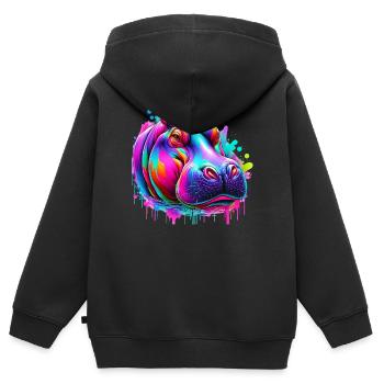 Nilpferd - Kinder Premium Organic Zip Hoodie - Schwarz - Hinten - AI Model Kid Male (0cm)