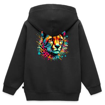 Guépard - Sweat Premium à capuche zippé enfant bio - noir - Dos - AI Model Kid Male (0cm)