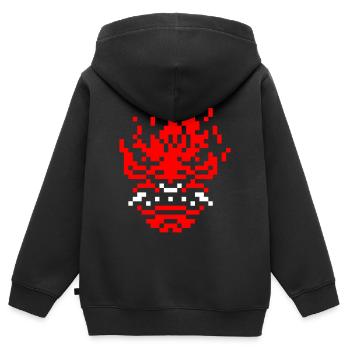 8bit pixel oni - Kinder Premium Organic Zip Hoodie - Schwarz - Hinten - AI Model Kid Male (0cm)