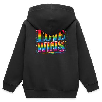 LIEBE GEWINNT: Feiere Stolz und Einheit - Kinder Premium Organic Zip Hoodie - Schwarz - Hinten - AI Model Kid Male (0cm)