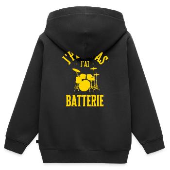 Ich kann keine Batterie haben - Kinder Premium Organic Zip Hoodie - Schwarz - Hinten - AI Model Kid Male (0cm)