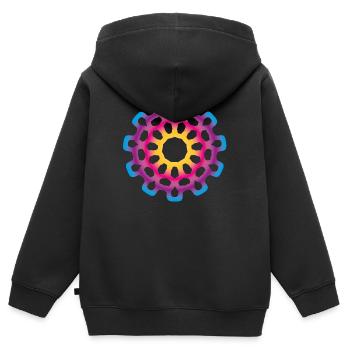 Yoga Verlauf Mandala Meditation bunt farbenfroh - Kinder Premium Organic Zip Hoodie - Schwarz - Hinten - AI Model Kid Male (0cm)