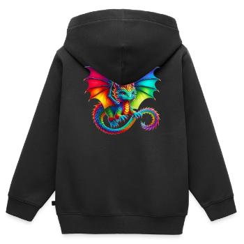 Drache - Kinder Premium Organic Zip Hoodie - Schwarz - Hinten - AI Model Kid Male (0cm)