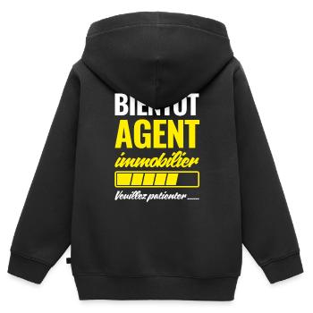 Bald Immobilienmakler bitte warten - Kinder Premium Organic Zip Hoodie - Schwarz - Hinten - AI Model Kid Male (0cm)