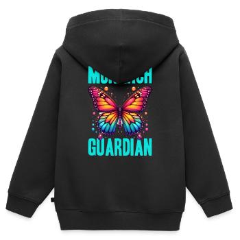Monarch Guardian Butterfly - Kinder Premium Organic Zip Hoodie - Schwarz - Hinten - AI Model Kid Male (0cm)